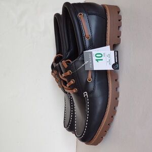 BRAND NEW Primark Men's BLACK Leather(SYNTHETIC )Boat Shoes